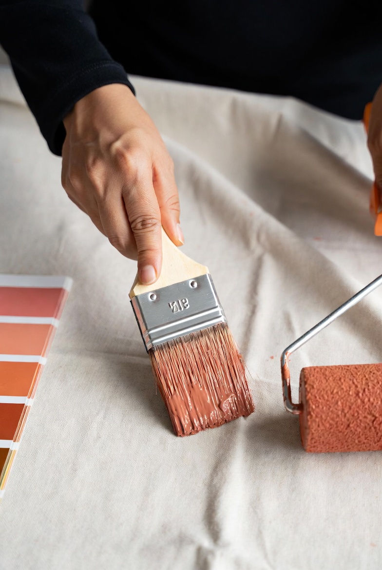 Paint brush and colour swatch detail